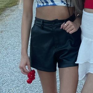 Leather Abercrombie shorts.